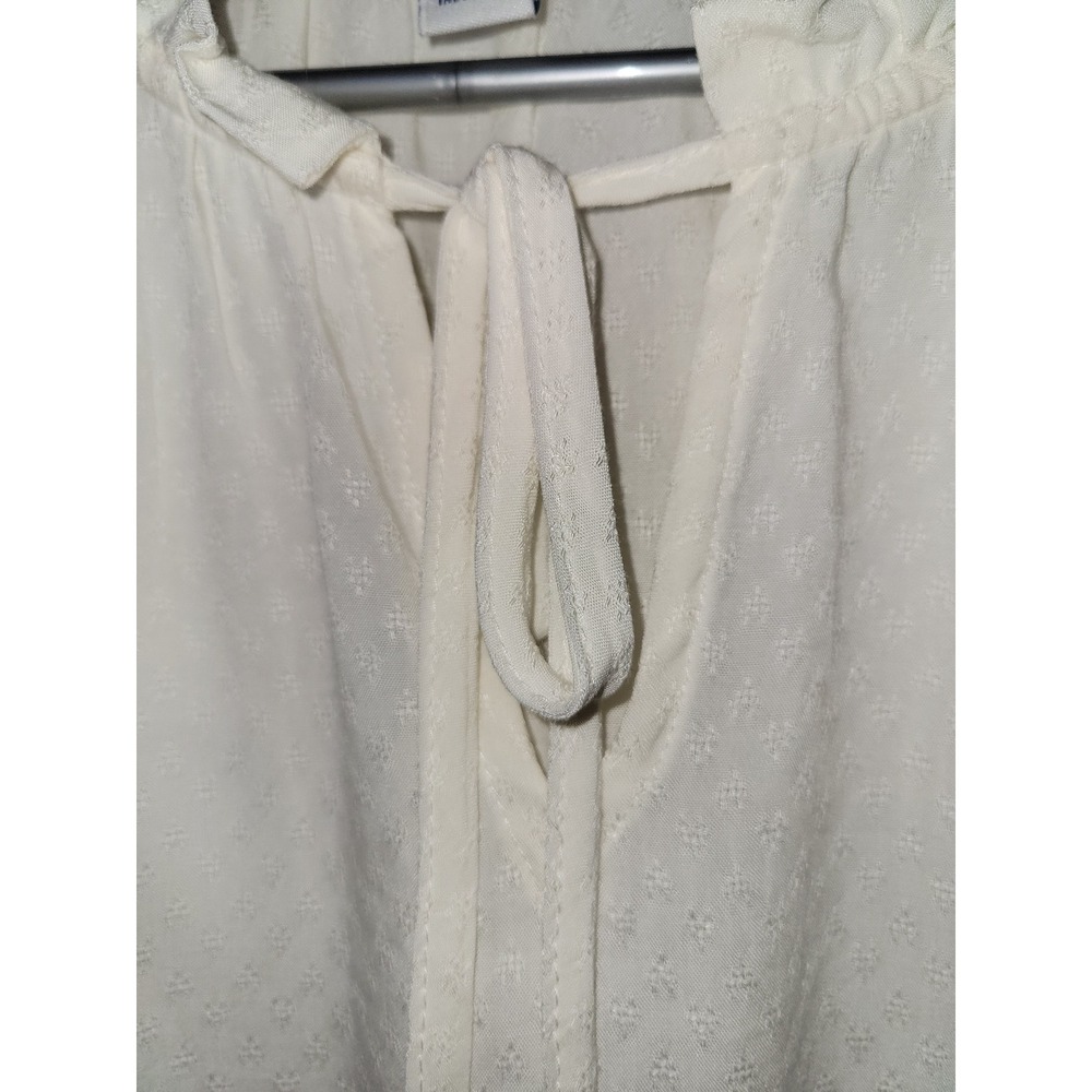 Croft & Barrow Womens Large White Swiss Dot Ruffle Tie Neck Blouse NEW 2017 - Picture 4 of 7